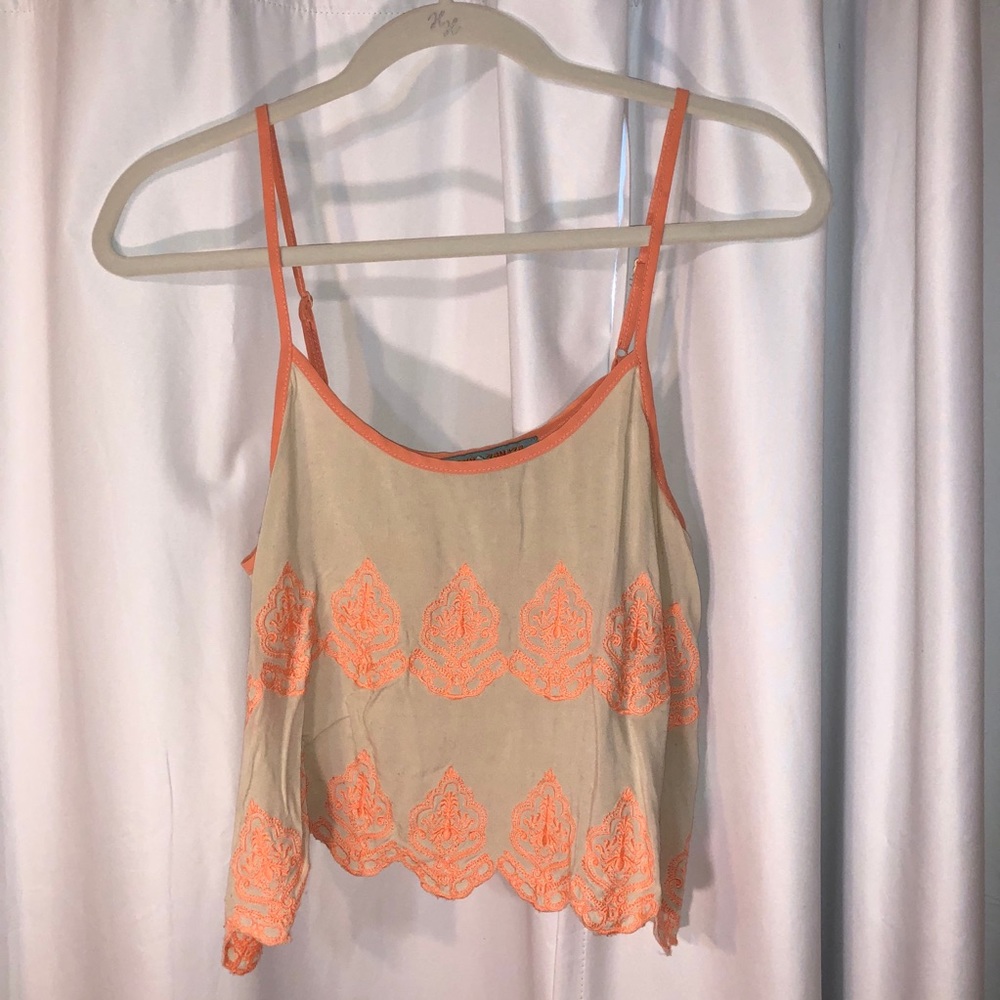 Flying Tomato Orange and Cream Strap Crop Top